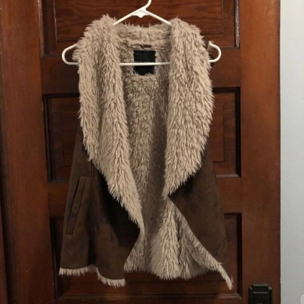 Faux leather/fur vest
